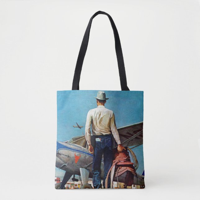 Flying Cowboy by Mead Schaeffer Tote Bag (Front)