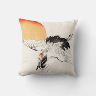 Flying crane by Kōno Bairei Throw Pillow