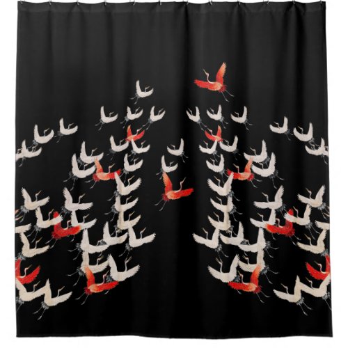 Flying crane design based on Japanese kimono Shower Curtain