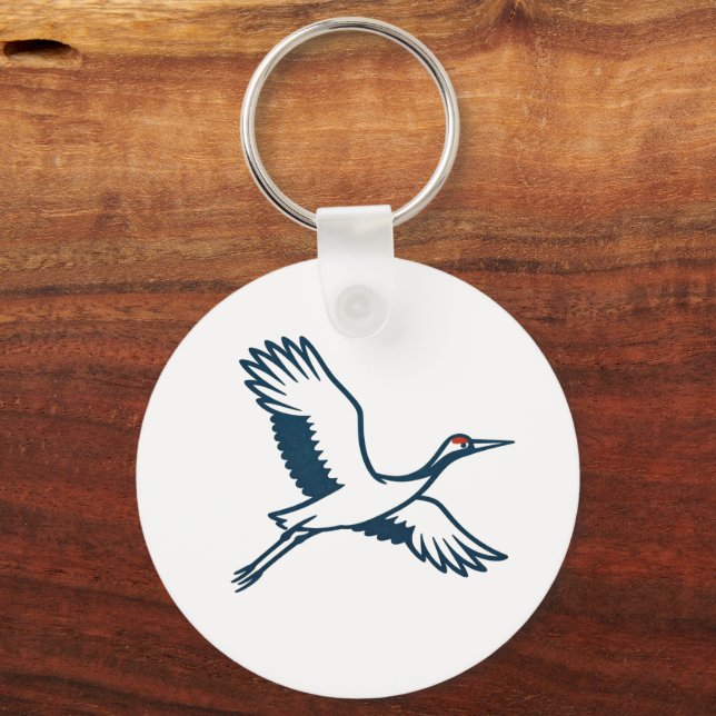 Flying Crane – Minimal Japanese Icon Keychain (Front)