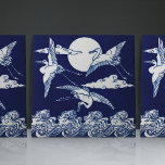 Flying Cranes Christopher Dresser Art Nouveau  Ceramic Tile<br><div class="desc">Immerse yourself in the enchanting world of the Art Nouveau era with this stunning ceramic tile, featuring the iconic flying cranes motif by renowned designer Christopher Dresser. This timeless design, inspired by Japanese artistry, captures the essence of longevity and grace, symbolized by the elegant cranes soaring above stylized waves on...</div>
