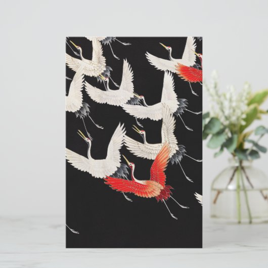 Flying Cranes: Japanese Bird Kimono Art (Standing Front)