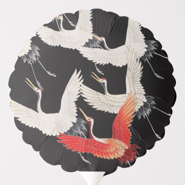 Flying Cranes: Japanese Bird Kimono Art Balloon (Front)