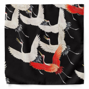 Flying Cranes: Japanese Bird Kimono Art Bandana