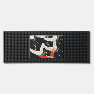 Flying Cranes: Japanese Bird Kimono Art Bar Mat