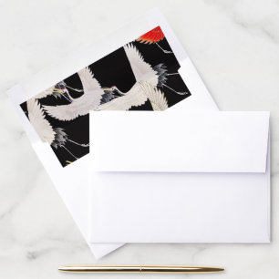 Flying Cranes: Japanese Bird Kimono Art Envelope Liner