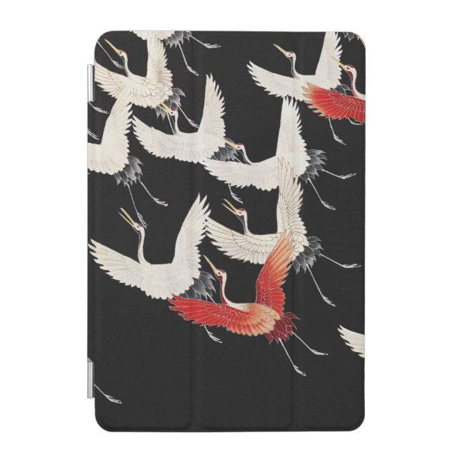 Flying Cranes Japanese Bird Kimono Art iPad Mini Cover (Front)