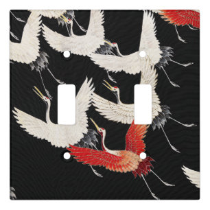 Flying Cranes,Japanese Bird Kimono Art Light Switch Cover