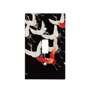 Flying Cranes: Japanese Bird Kimono Art Light Switch Cover