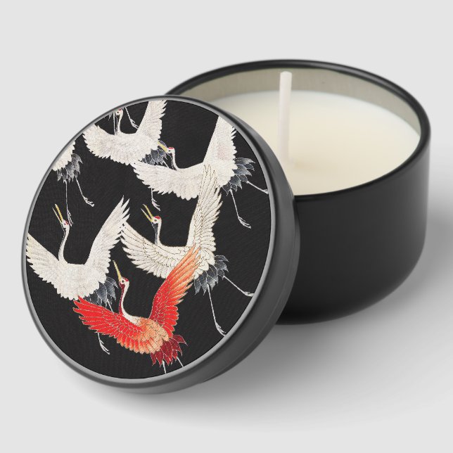 Flying Cranes: Japanese Bird Kimono Art Mini Candle Favors (Corner)