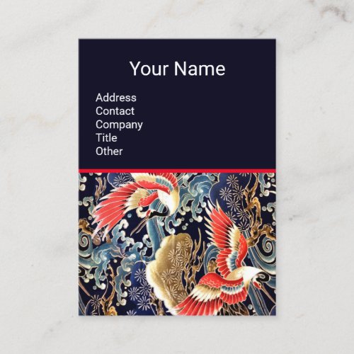 FLYING CRANESWAVESSPRING FLOWERS Floral Red Blue Business Card