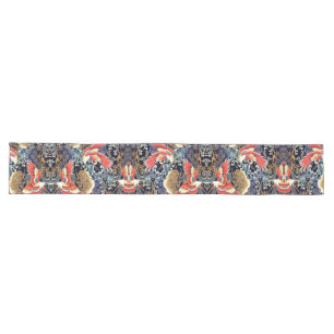 FLYING CRANES,WAVES,SPRING FLOWERS Japanese Floral Long Table Runner