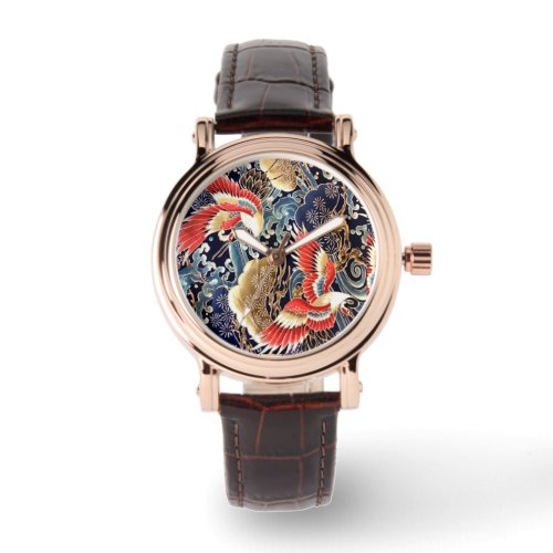 FLYING CRANESWAVESSPRING FLOWERS Japanese Floral Watch