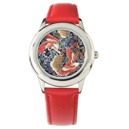 FLYING CRANESWAVESSPRING FLOWERS Japanese Floral Watch
