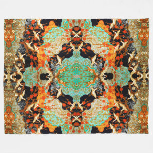 FLYING CRANES WITH SPRING FLOWERS Japanese Floral Fleece Blanket