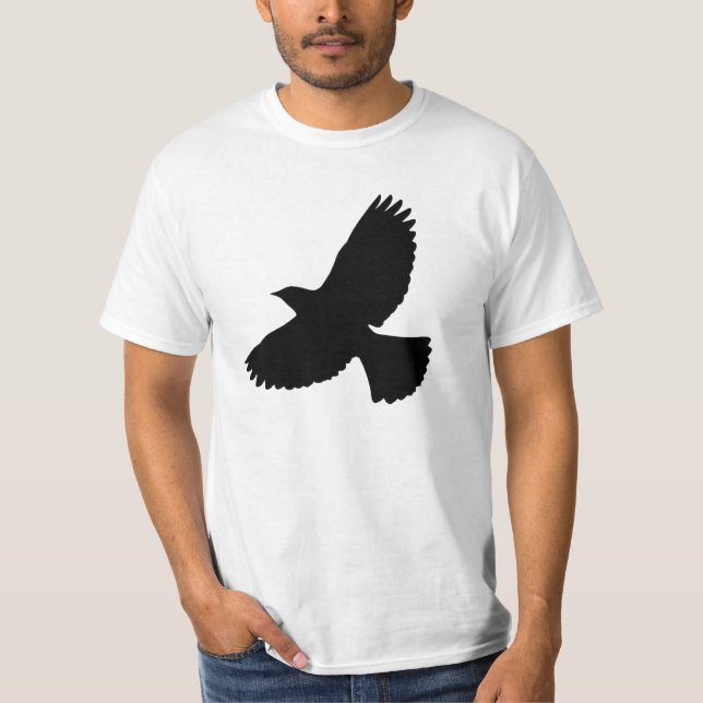 Flying Crow and Fan Tail Silhouette T-Shirt (Front)