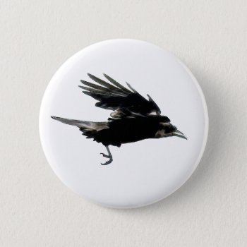 Flying Crow Art Button by RavenSpiritPrints at Zazzle