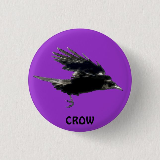 FLYING CROW Raven Wildlife Birds Series Button (Front)