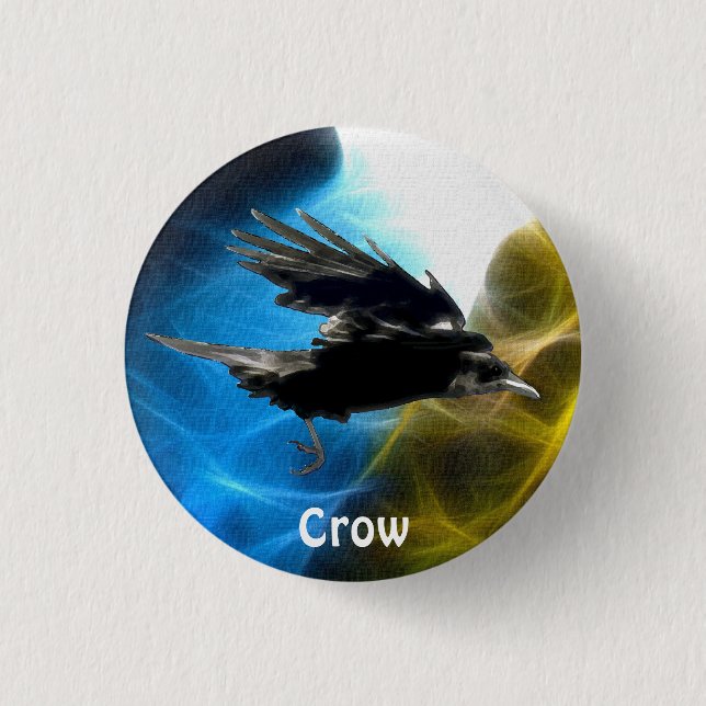 FLYING CROW Raven Wildlife Birds Series Button (Front)