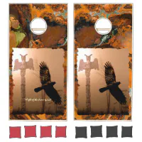 RAIN SPIRITS Raven & Totem Pole Cornhole Set