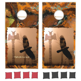 Flying Crow Spirit & Totem Pole Cornhole Set