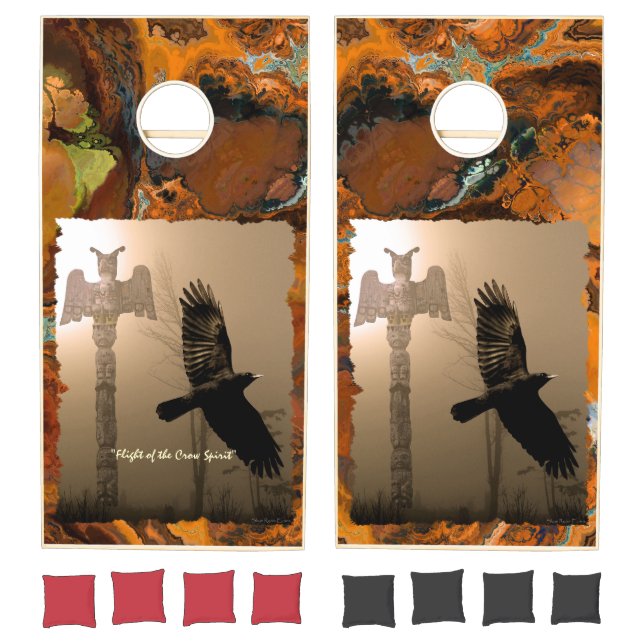 Flying Crow Spirit & Totem Pole Cornhole Set (Set)