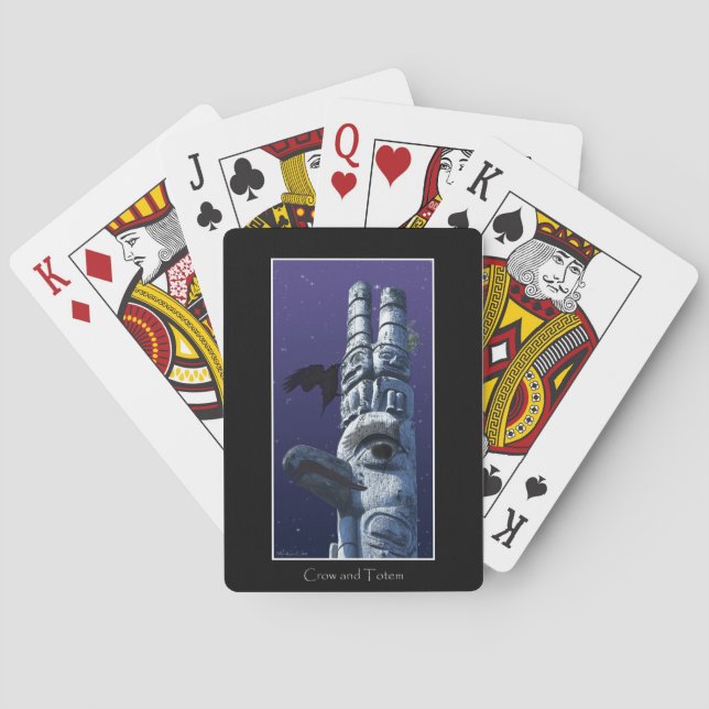 Flying Crow & Totem Pole Haida Pack Poker Cards (Back)