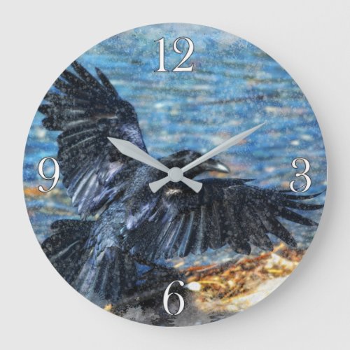 Flying Crow Wildlife_lovers Watercolour Art Clock