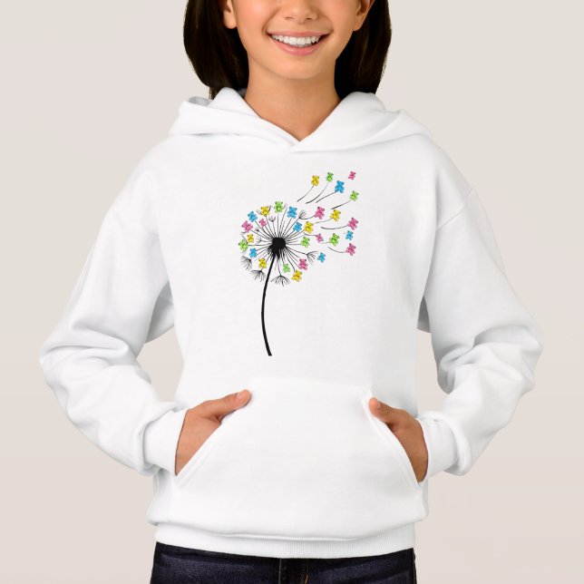 Flying cute bears dandelion flow hoodie (Front)