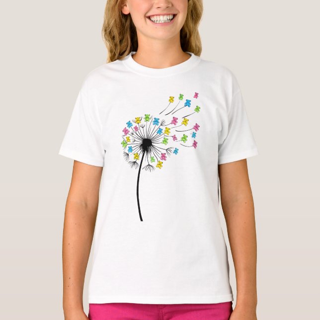 Flying cute bears dandelion flow T-Shirt (Front)