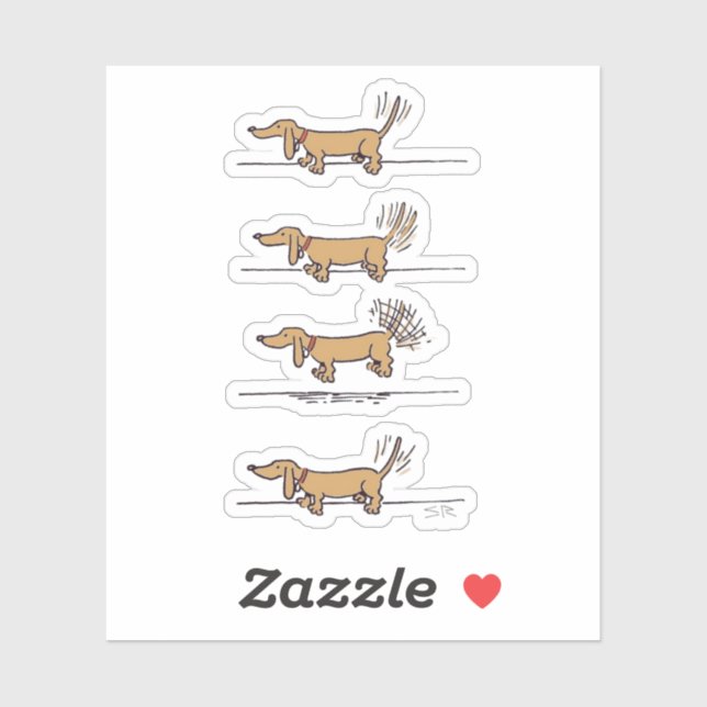 Flying Dachshund brown contour sticker (Sheet)