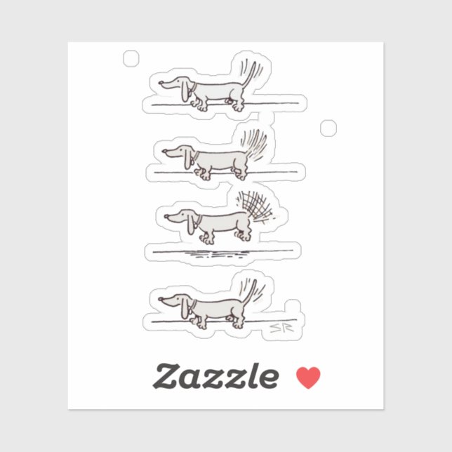 Flying Dachshund gray contour sticker (Sheet)