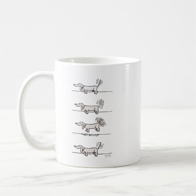 Flying Dachshund gray mug (Left)