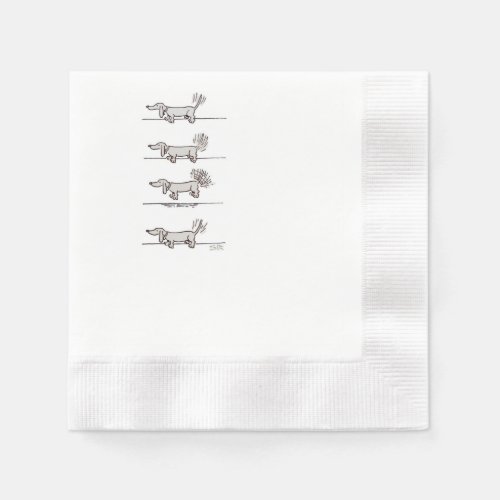 Flying Dachshund gray paper napkins