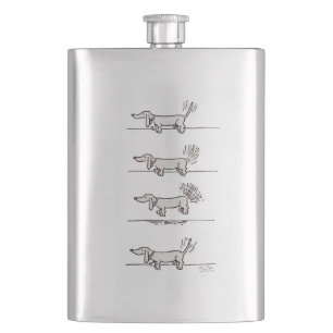 Flying Dachshund gray stainless steel flask