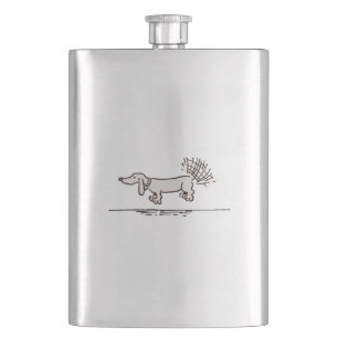 Flying Dachshund gray stainless steel flask