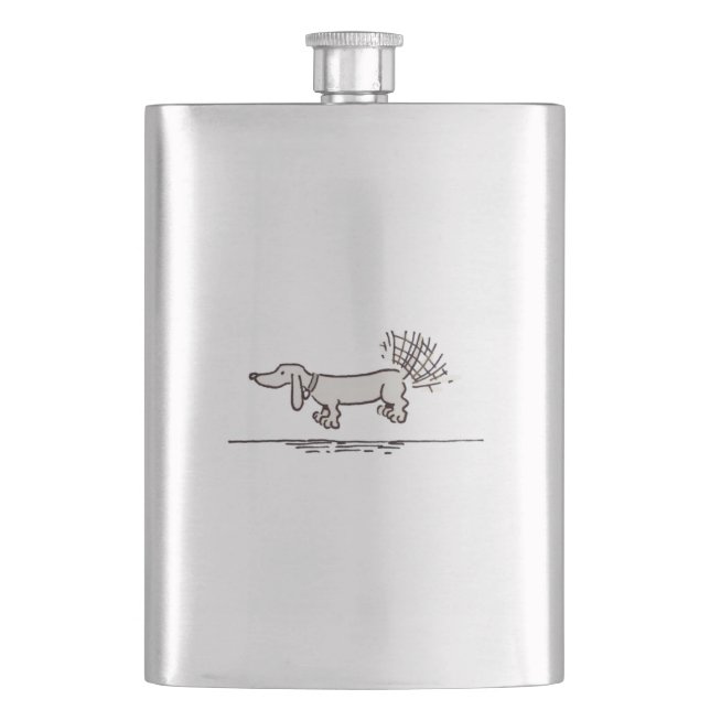Flying Dachshund gray stainless steel flask (Front)