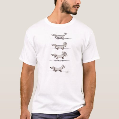 Flying Dachshund gray white T_shirt