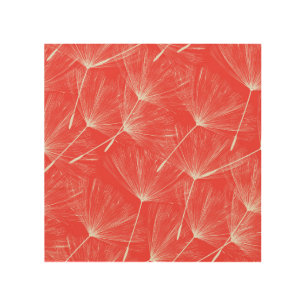 Flying Dandelion Seeds Vintage Background. Wood Wall Art
