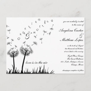 flying dandelion wedding invitation