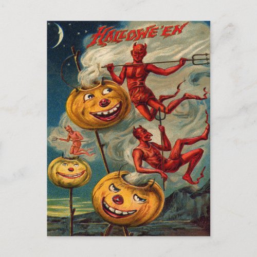 Flying Devils Jack O Lantern Smoke Postcard