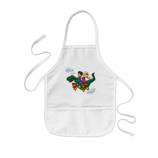 Flying Dino with Kids Kids' Apron (Front)