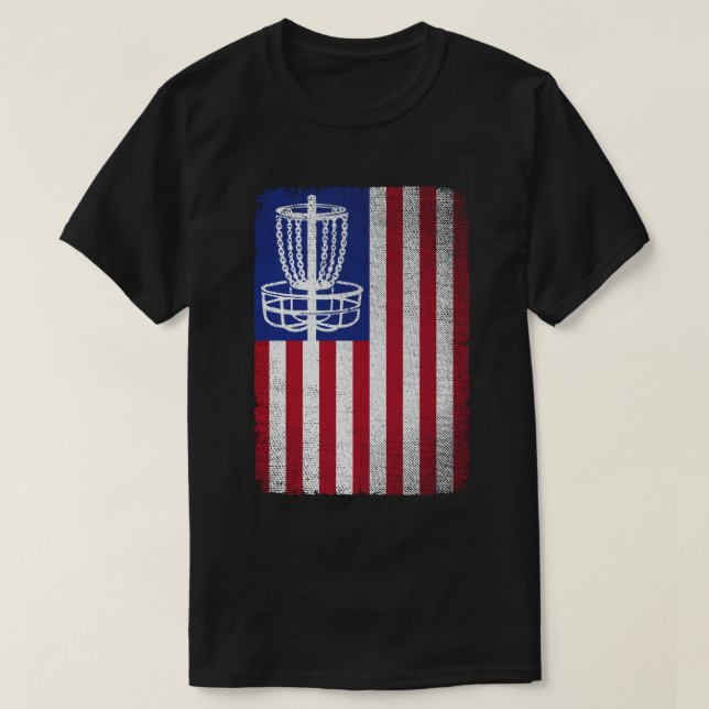 Flying Disc Golf Lover Men Women American Flag  T-Shirt (Design Front)