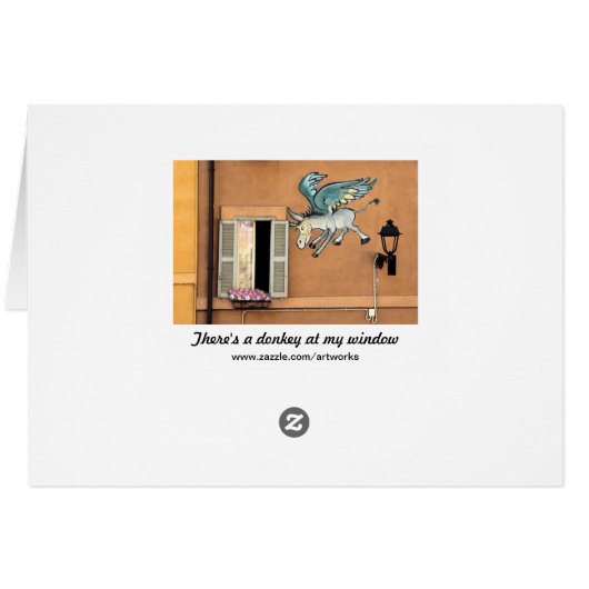 Flying Donkey Cartoon Card (Back Horizontal)