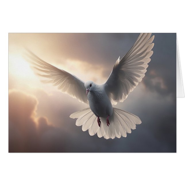 Flying Dove & Cloudy Sunny Sky Cards (Front Horizontal)