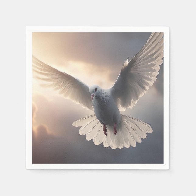 Flying Dove & Cloudy Sunny Sky Napkins (Front)