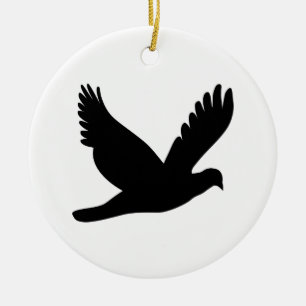 Flying Dove Silhouette Ceramic Ornament
