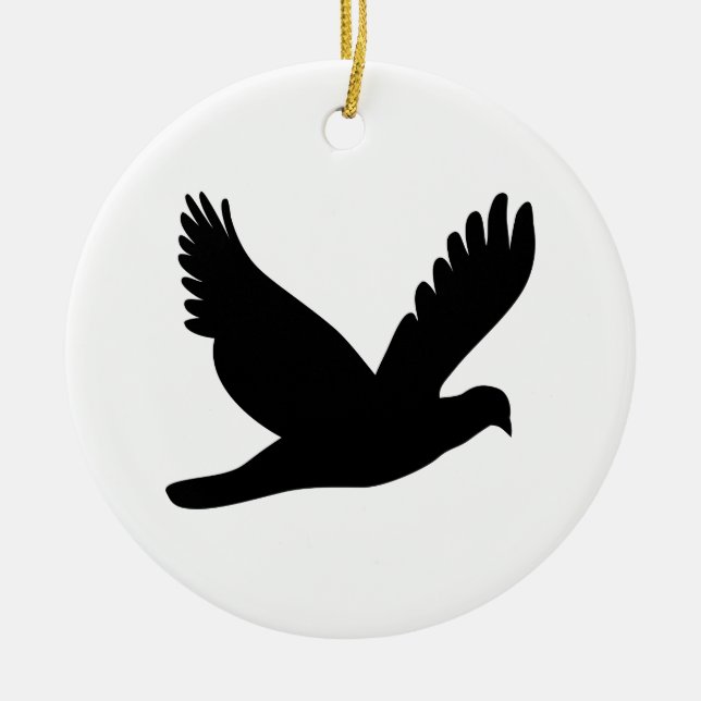 Flying Dove Silhouette Ceramic Ornament (Front)