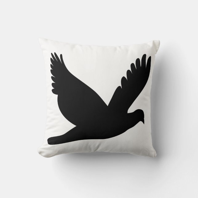 Flying Dove Silhouette Throw Pillow (Front)