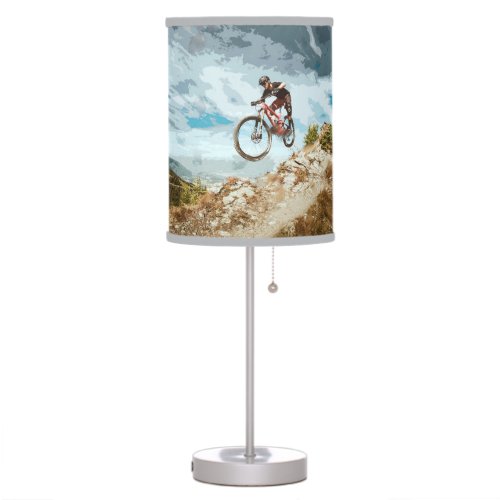 Flying Downhill on a Mountain Bike Table Lamp